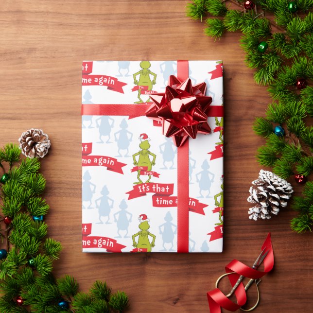 The Grinch | It's that Time Again Pattern Wrapping Paper (Holiday Gift)