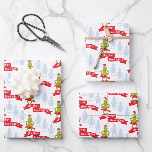 The Grinch | It's that Time Again Pattern Wrapping Paper Sheet (Front)