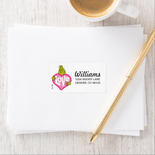 The Grinch Love Pink Heart Label