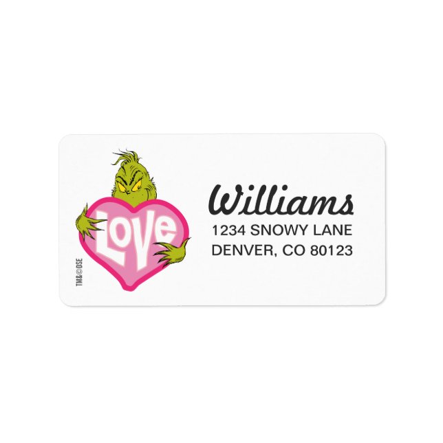 The Grinch | Love Pink Heart Label (Front)