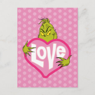 The Grinch   Love Pink Heart Postcard