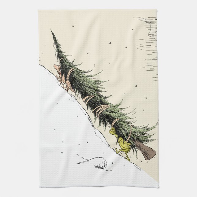 The Grinch & Max Return the Christmas Tree Tea Towel (Vertical)