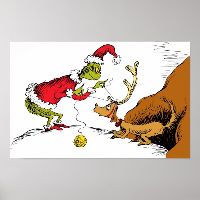 The Grinch Prepares Max the Reindeer Poster (Front)