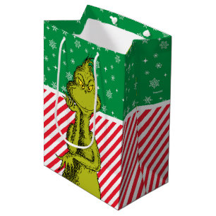 The Grinch Red and Green Snowflake Birthday Medium Gift Bag