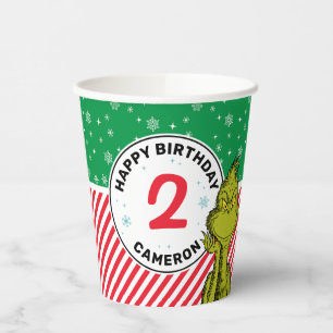 The Grinch Red and Green Snowflake Birthday Paper Cups