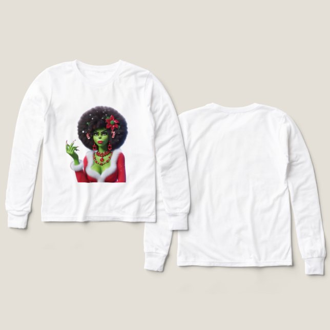 The Grinch Woman — Funny Christmas T-Shirt by MaMu (Design Front & Back)