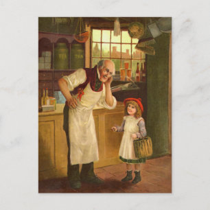 The Grocer Vintage Illustration Postcard