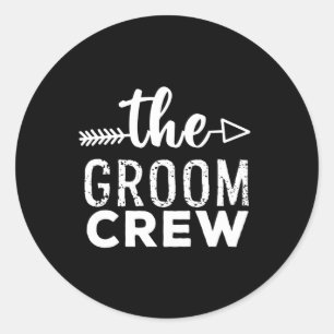 The Groom Crew White Classic Round Sticker