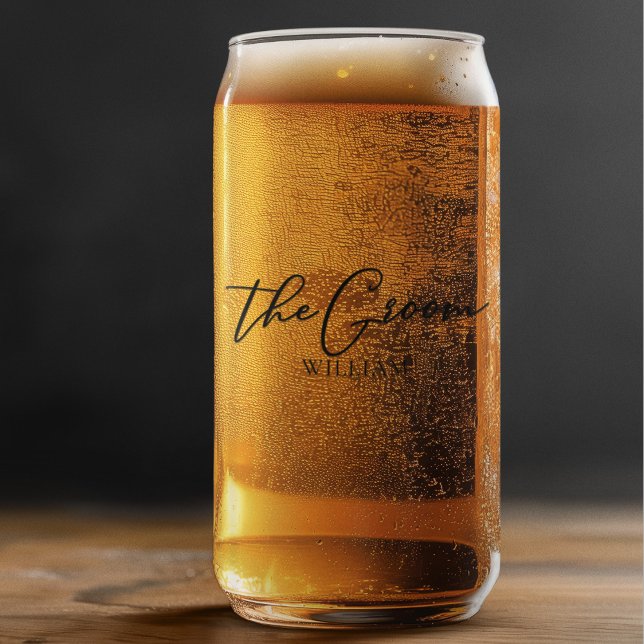 The Groom Customisable Bachelor Party Wedding Can Glass (Creator Uploaded)