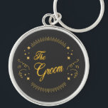 The Groom Gold Wedding Elegant Modern Personalise  Key Ring<br><div class="desc">The Groom Gold Wedding Elegant Modern Personalise Keychain is great for the Groom To Be to use and give away as favours. It also makes a nice gift for the Groom.</div>