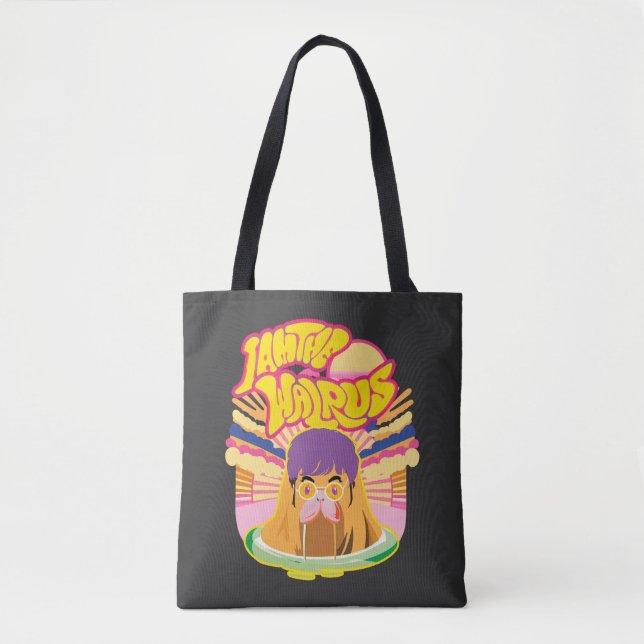 The Groovy Walrus - Retro Rock Vibes Tote Bag (Front)