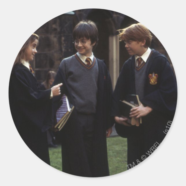 The group outside of Hogwarts Classic Round Sticker (Front)
