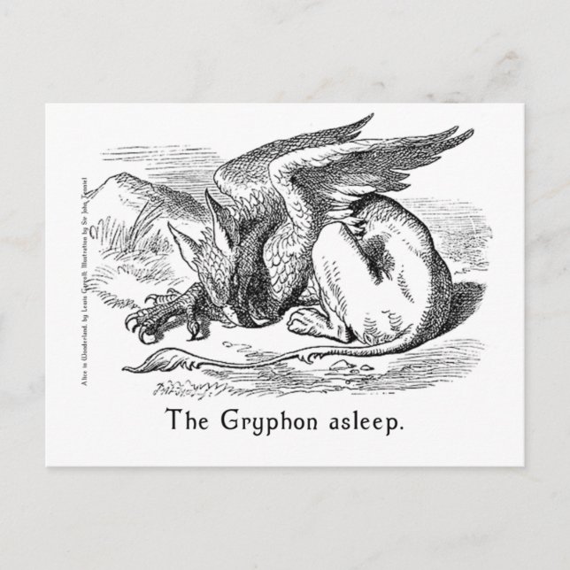 The Gryphon Asleep. Alice in Wonderland Art Postcard (Front)