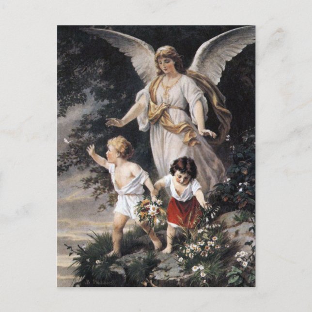 The Guardian Angel and Children, Vintage Painting. Postcard (Front)