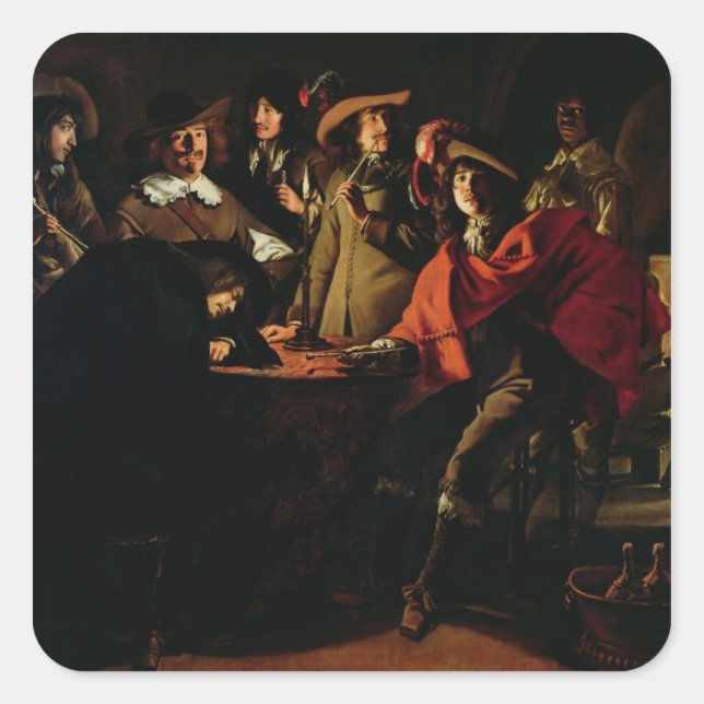The Guards Smoking, 1643 Square Sticker (Front)