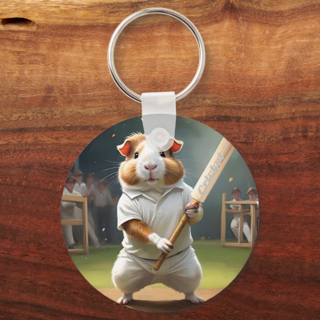The Guinea Pig Cricketer: Dressed in Whites,  Key Ring (Front)