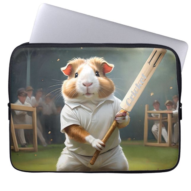 The Guinea Pig Cricketer: Dressed in Whites,  Laptop Sleeve (Front)