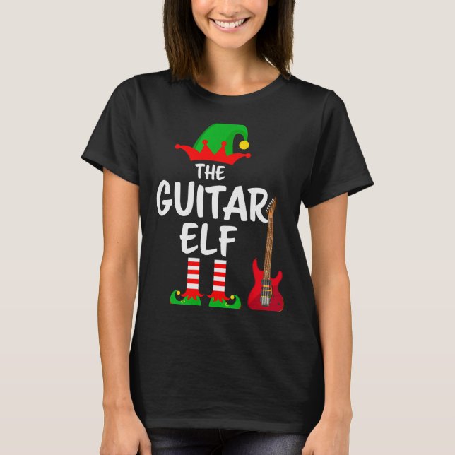The Guitar Elf Matching Family Christmas  T-Shirt (Front)