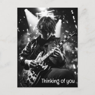 The guitarist on stage B&W photo Postcard