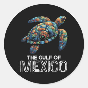 The Gulf Of Mexico Turtle Colourful Mexican Men Wo Classic Round Sticker