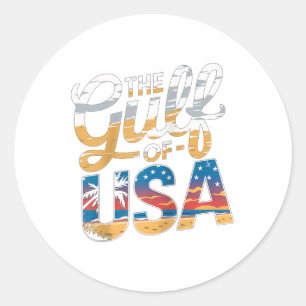 The Gulf Of Usa America Beach Vacation Design Ragl Classic Round Sticker