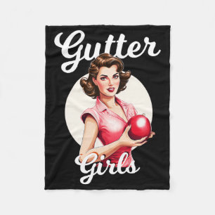 The Gutter Girls Funny Retro Bowler Vintage Bowlin Fleece Blanket