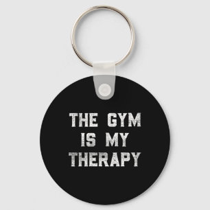 The Gym Is My Therapy Lifting Workout Humor Tee Mo Key Ring