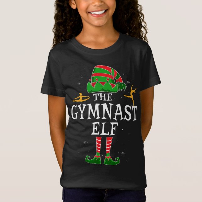 The Gymnast Elf Matching Family Christmas Funny T-Shirt (Front)