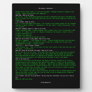 The Hacker's Manifesto Plaque
