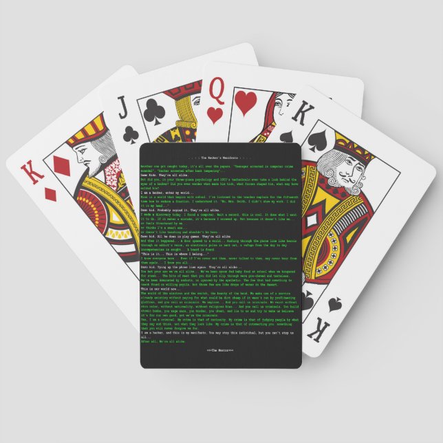 The Hacker's Manifesto Playing Cards (Back)