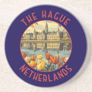 The Hague Netherlands Retro Distressed Circle Coaster