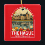 The Hague Netherlands Travel Art Emblem Ceramic Ornament<br><div class="desc">The Hague retro vector travel design. The Hague is a city on the North Sea coast of the western Netherlands.</div>