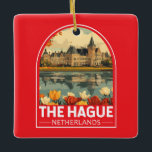 The Hague Netherlands Travel Art Emblem Ceramic Ornament<br><div class="desc">The Hague retro vector travel design. The Hague is a city on the North Sea coast of the western Netherlands.</div>