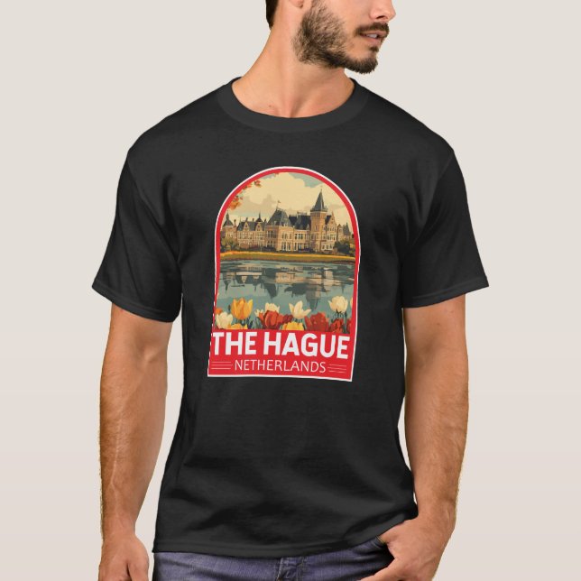 The Hague Netherlands Travel Art Emblem T-Shirt (Front)
