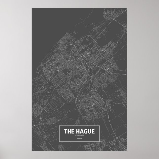 The Hague, Netherlands (white on black) Poster (Front)