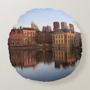 The Hague skyline in the Netherlands Round Cushion