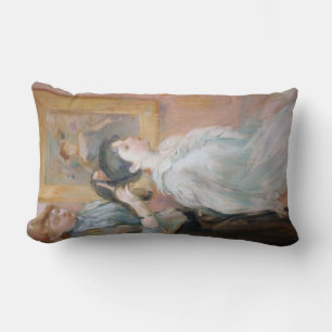 The Hairstyle (by Berthe Morisot) Lumbar Cushion