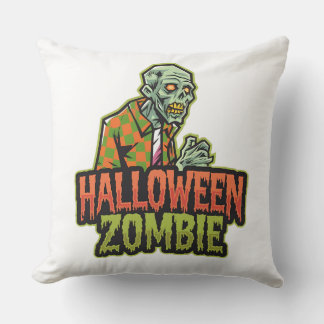 The Halloween Green Zombie Throw Pillow: Creepy Ne Cushion