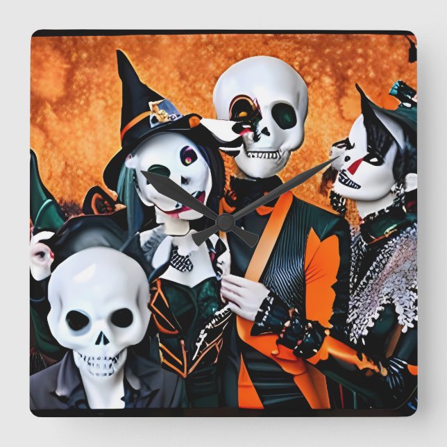 The Halloween Holdouts Square Wall Clock (Front)