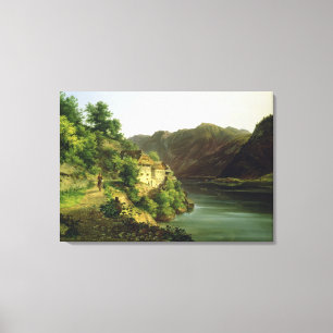 The Hallstatter Lake, 1824 (oil on canvas) Canvas Print