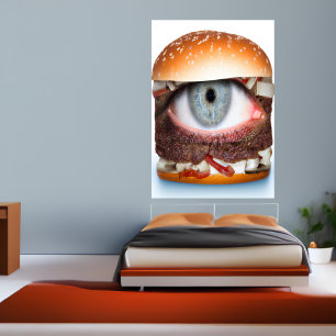 The hamburger is looking at you AI Art Poster