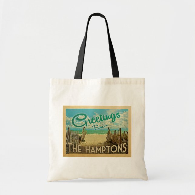 The Hamptons Beach Vintage Travel Tote Bag (Front)