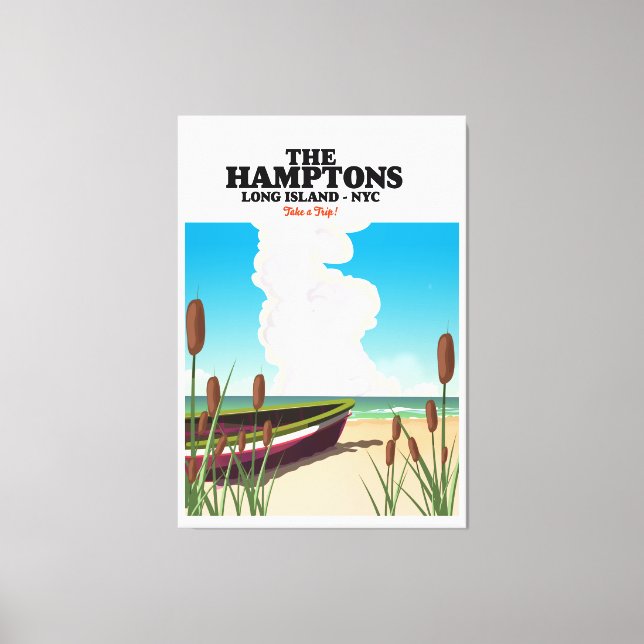 The Hamptons Long island NYC, travel poster. Canvas Print (Front)
