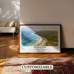 The Hamptons New York Poster, Watercolor, Custom Poster