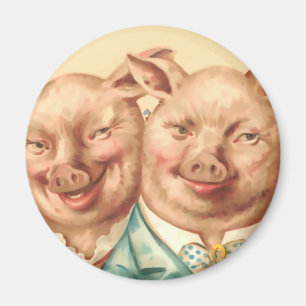 The Handsome Pig Couple Magnet