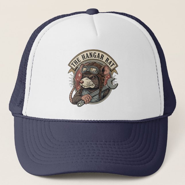 The Hangar Rat Aviation Mechanic Trucker Hat (Front)