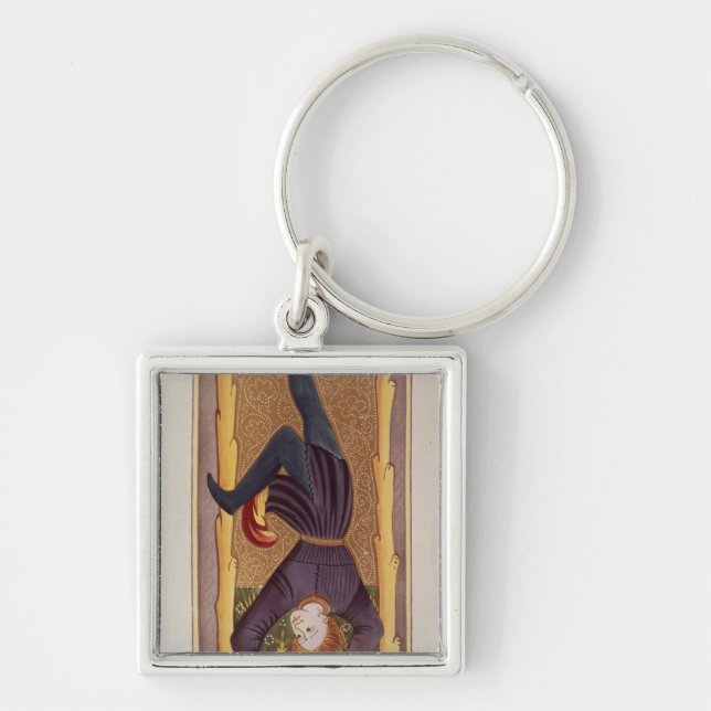 The Hanged Man, tarot card, French Key Ring (Front)