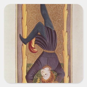 The Hanged Man, tarot card, French Square Sticker