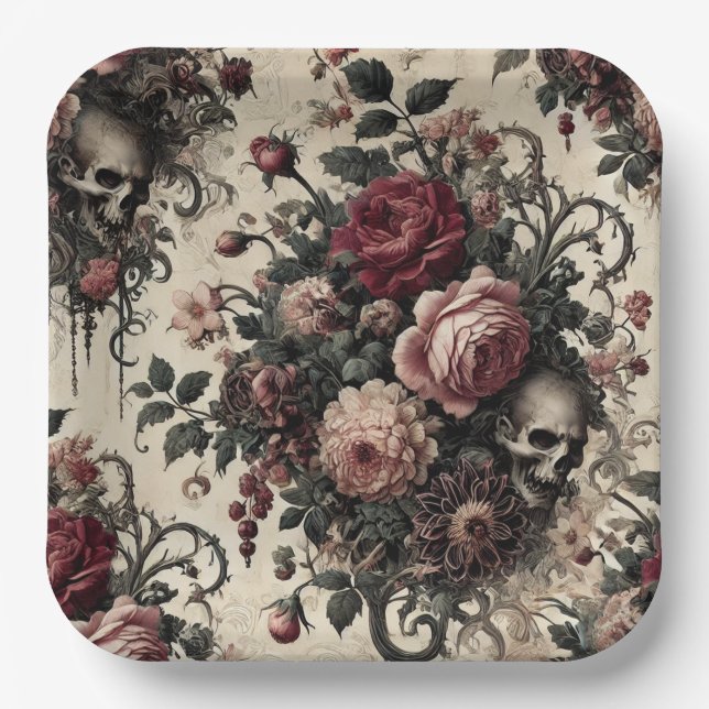 The Hanging Gardens of the Arcane – Gothic Floral  Paper Plate (Front)