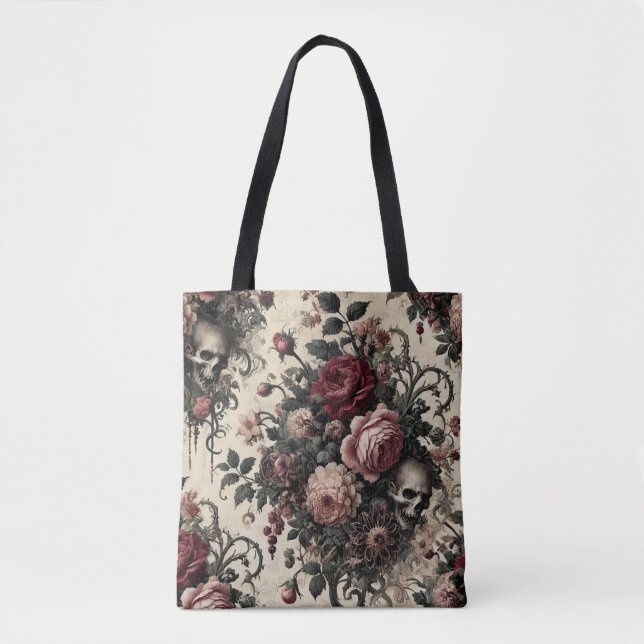 The Hanging Gardens of the Arcane – Gothic Floral  Tote Bag (Front)